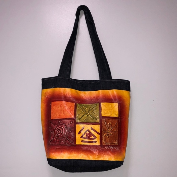 🌞HAND PAINTED Denim Shoulder Bag - Picture 3 of 6